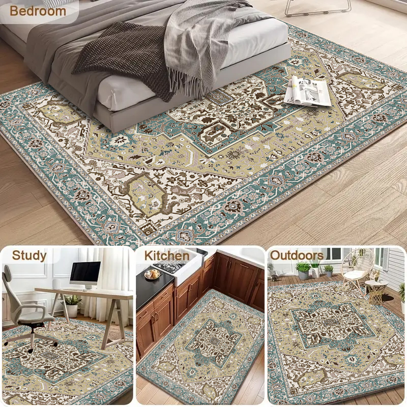 Retro Persian Style Art Carpet Light Luxury Living Room Aesthetic Anchor Point With Complex Patterns Freeze Space Advanced Feeling 5x7ft Cashmere-like Washed Bottom 6
