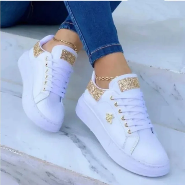 Platform Sneakers Lace up White Low top Casual Shoes White - Shop at LoveMi