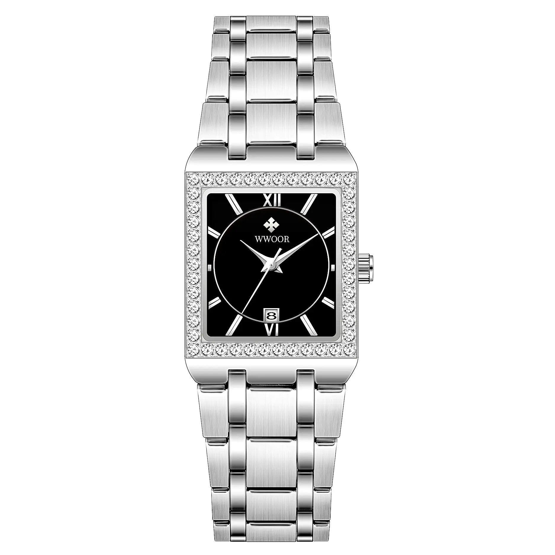 Grip Love Belt Diamond Waterproof Square Steel Band Quartz Women's Watch