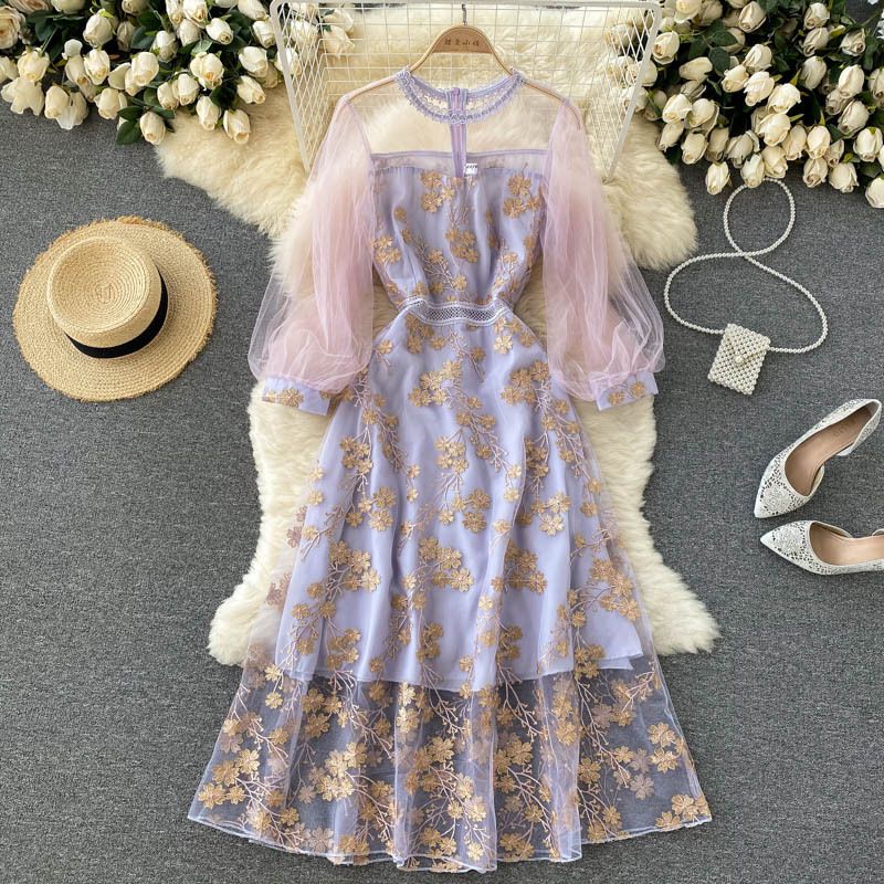 Embroidered Mesh Midi Dress, picture 5 of 7