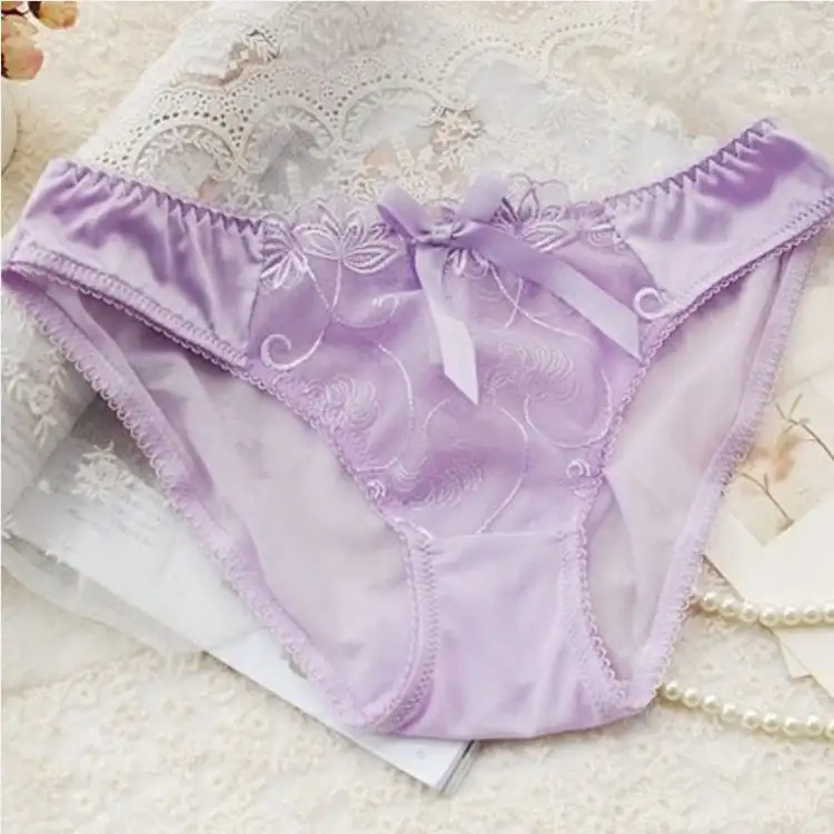 Ladies Fashion Transparent See Through Hollow Embroidery Briefs