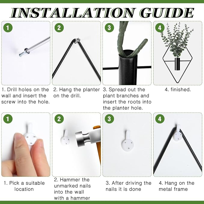 2 Pcs Hanging Artificial Planters Wall Decor With Eucalyptus Leaves Black Home Decoration 6