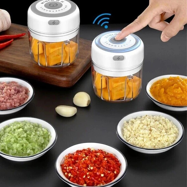 Electric 300ML Garlic Press Chopper Chili Onion Fruits Meat Mincer Blender Mixer — foto 16
