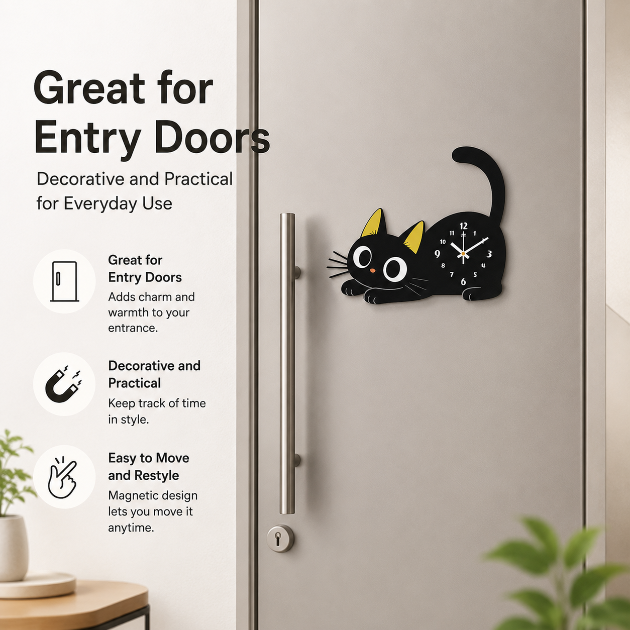 Adorable Cartoon Cat Magnetic Refrigerator Desktop Clock — foto 2