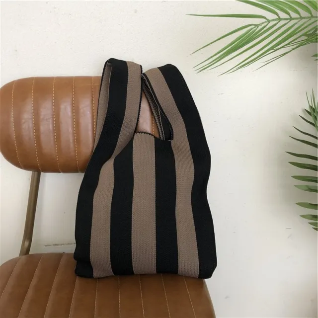 Checkerboard Wool Knit Woven One shoulder Armpit Bag - Shop at LoveMi