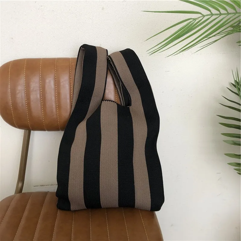 Checkerboard Wool Knit Woven One-shoulder Armpit Bag