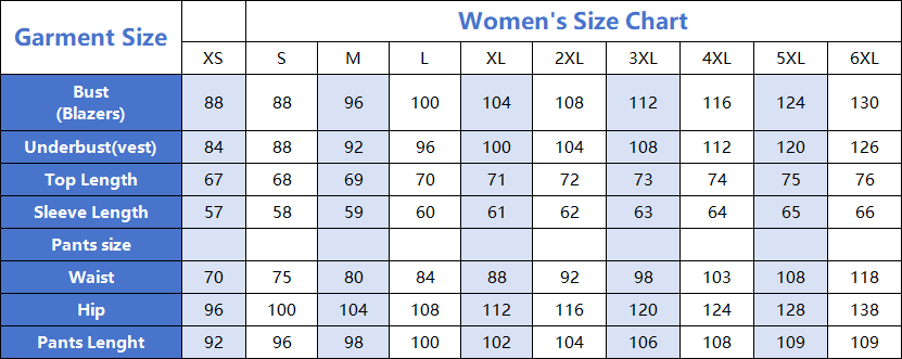 Satin Lapel Three-Piece Suit - Size Chart
