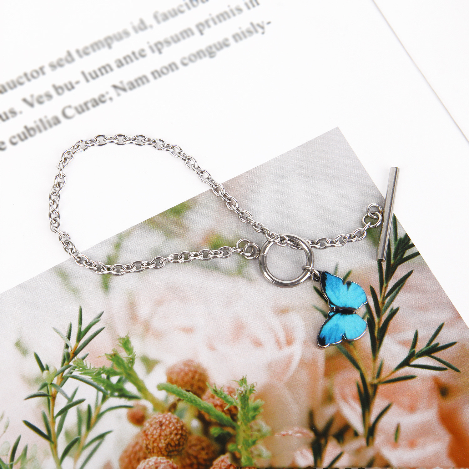 European And American Popular Blue Butterfly Ot Buckle Bracelet