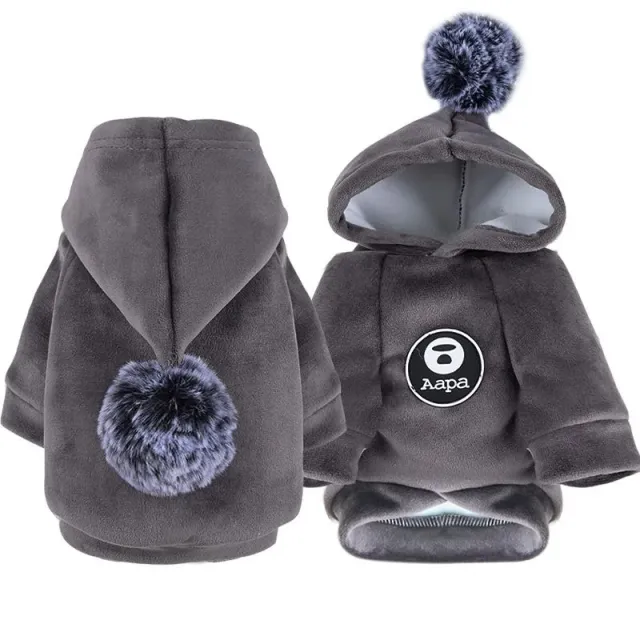 Pet Dog Cat Clothes Fleece Hooded Hairball Coat Jacket Winter Kitty Small Medium Dogs Cats Cool Pajamas Chihuahua Gray - Shop at LoveMi
