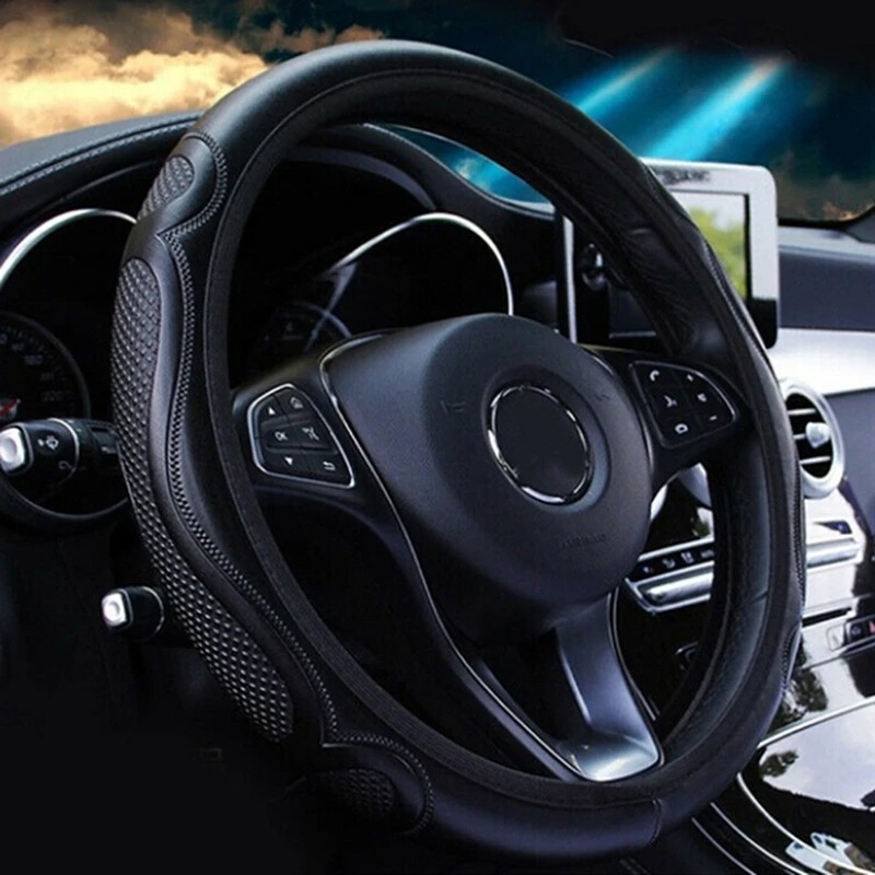 15 Universal Car Steering Wheel Cover Anti Slip PU Leather Comfortable 38cm