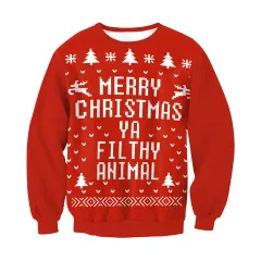 Santa Claus Christmas 3D Printed Long Sleeve Round Neck Loose Sweatshirt - Christmas3-M - View 1