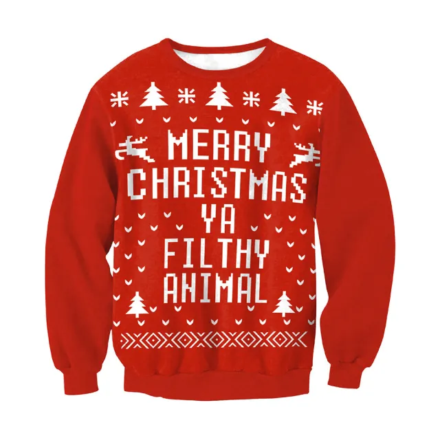 Santa Claus Christmas 3D Printed Long Sleeve Round Neck Loose Sweatshirt Christmas3 2Xl - Shop at LoveMi
