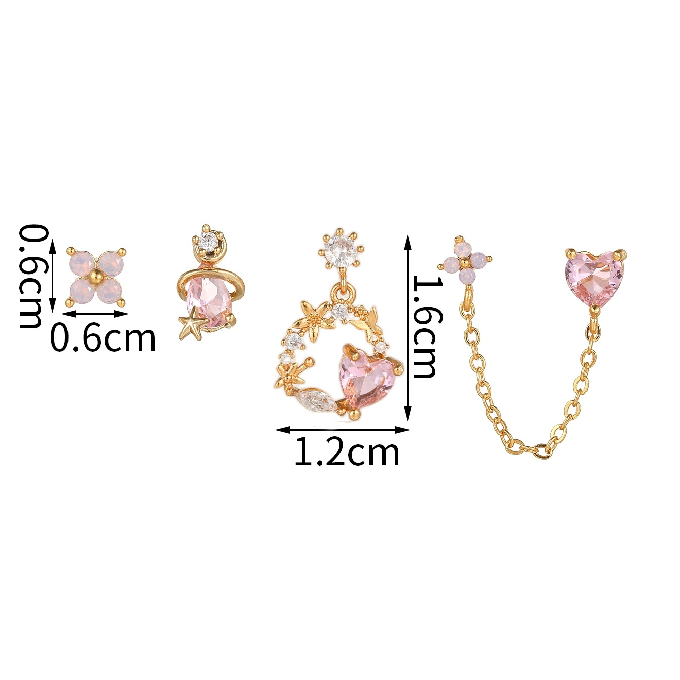 Title 6, Boucles doreilles fleurs roses doux amour styl...