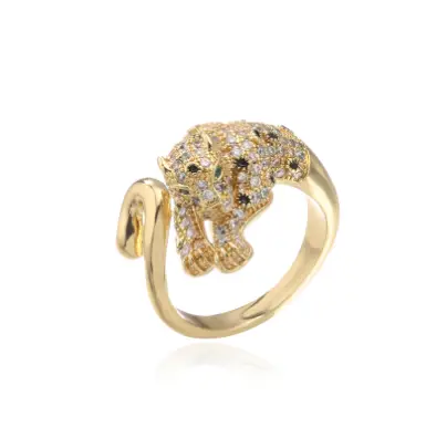 Brass Microset Zircon Atmospheric Leopard Ring
