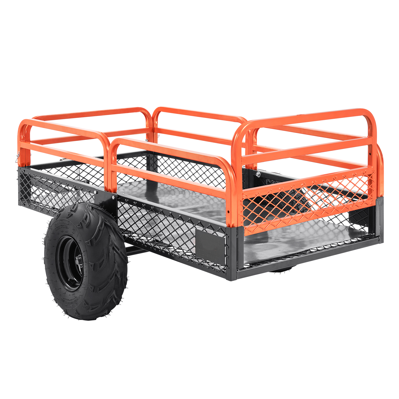 VEVOR Heavy Duty Steel ATV Dump Trailer, 1500-Pound Load Capacity 15 Cubic Feet, Tow Behind Dump Cart Garden Trailer, With Removable Sides And 2 Tires, For Mowers, Tractors, ATV, UTV image 6