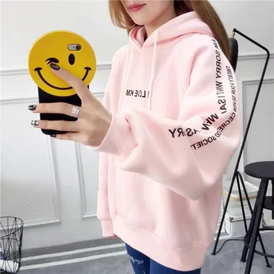 Loose Plus Velvet Padded Long Sleeved Jacket Pink - Shop at LoveMi
