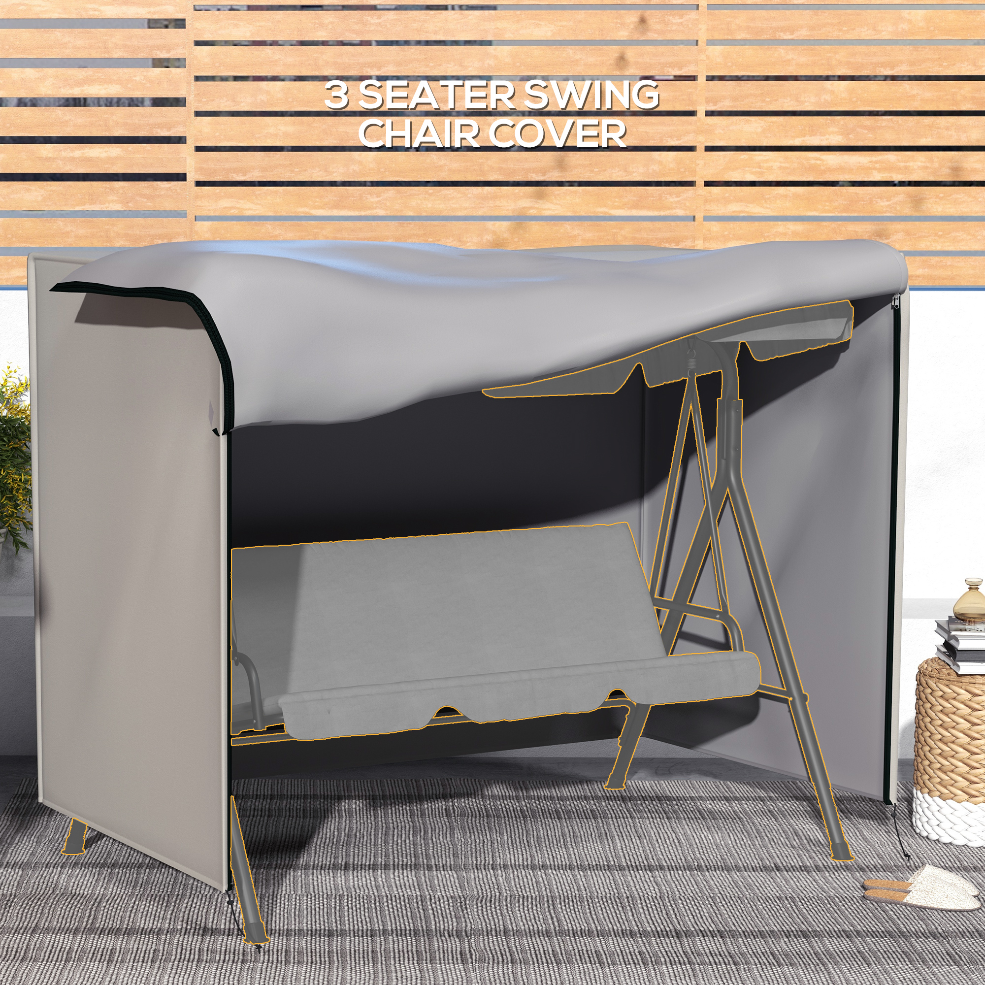 205 X 124 Cm Three Seater Swing Chair Protective Cover Dark Grey — image 3