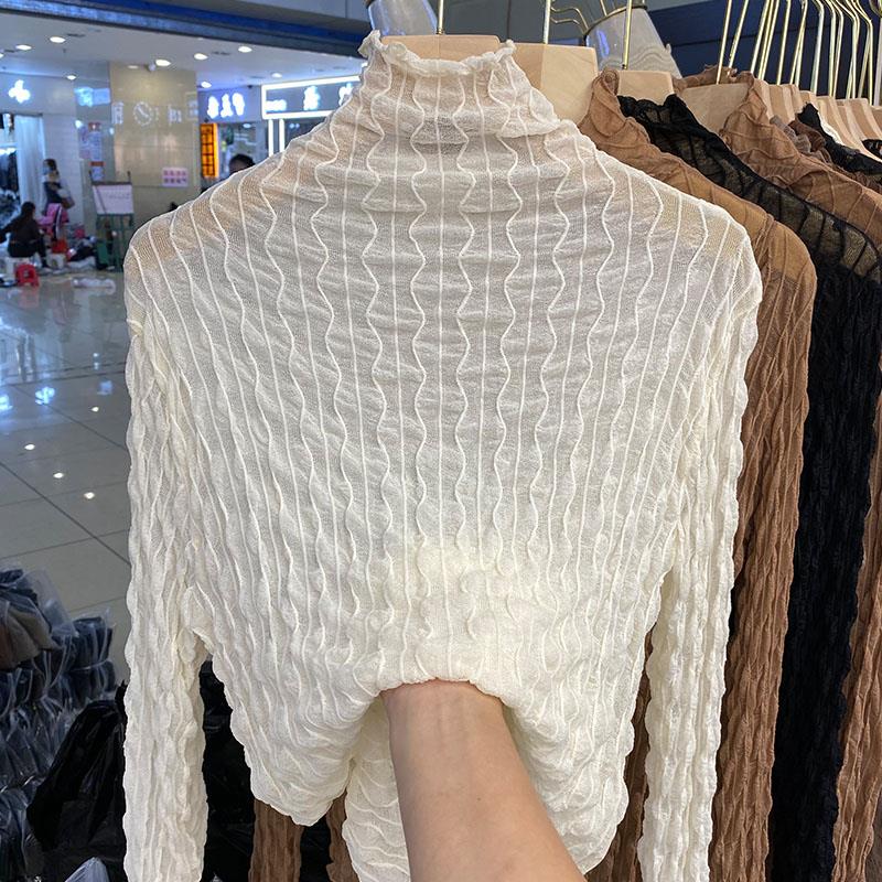 Title 1, Half High Neck Lace Bottom Blouse