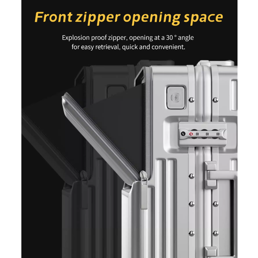 Frame Luggage, Front Open Lid Luggage, 20 Inch 24 Inch Large Capacity, TSA Lock, Universal Wheel Aluminum Frame Luggage, Sturdy And Durable Bag Set
