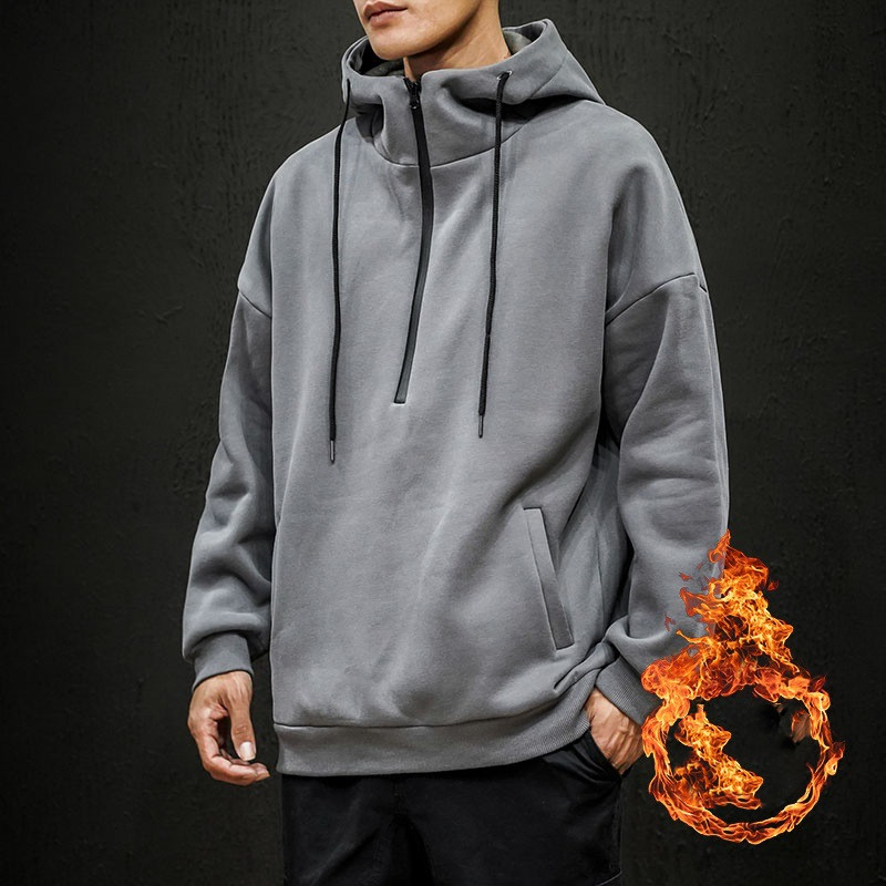 Casual Hooded Sweater Plus Fleece Men's Sweater