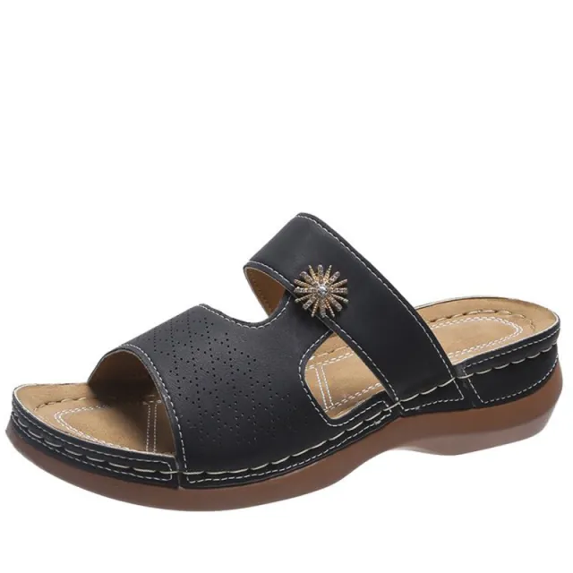 Embroidered Fish Mouth Women's Thick Bottom Hollow Sandals Red - Shop at LoveMi