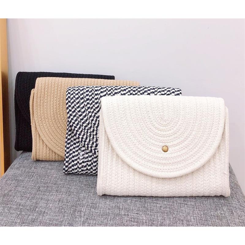 Women's Summer Straw Woven Cotton Thread Bag
