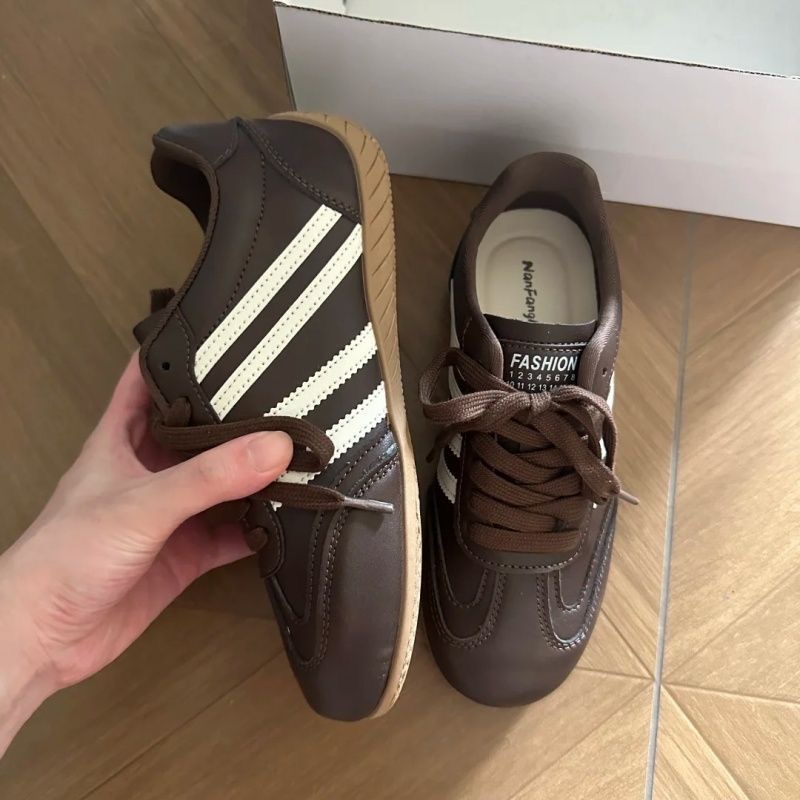 Women Retro Stripe Trainers Suede Fleece Lined Lace Up Non Slip Warm Winter Flat Shoes