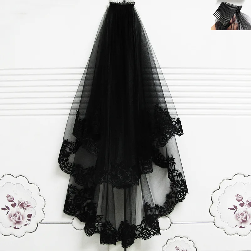 Black Veil Short Lace Headdress Spiritual Love Wedding Clothes