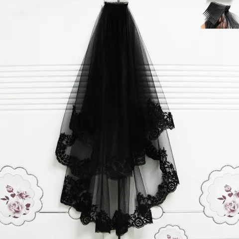 Black Veil Short Lace Headdress Spiritual Love Wedding Clothes
