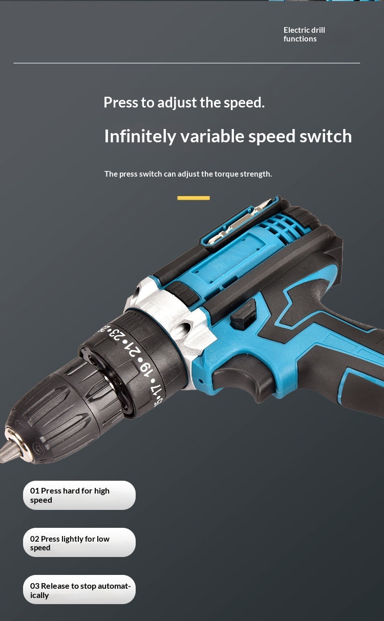 Household Rechargeable Brushed Electric Wrench, Household Lithium Battery Electric Drill, Export Model Impact Drill, Electric Tool — foto 12