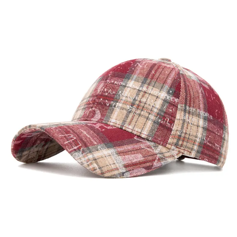 Retro Checkered Lettering Graffiti Baseball Cap