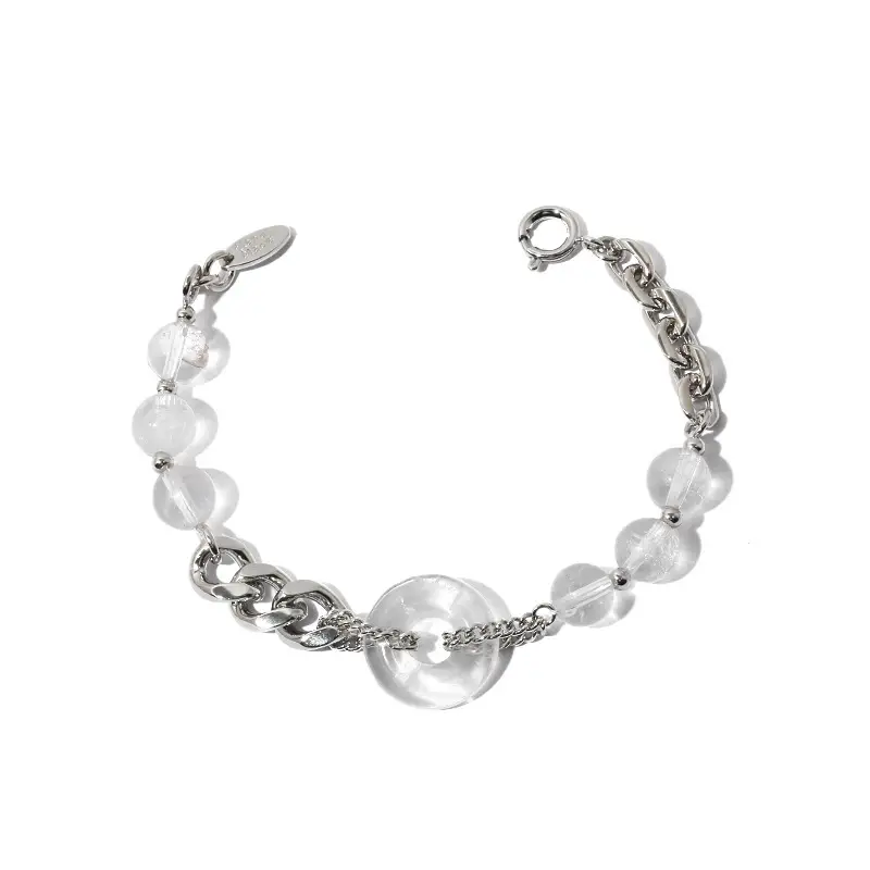 Retro Minimalist Lady Style Niche Design Transparent Glass Bracelet