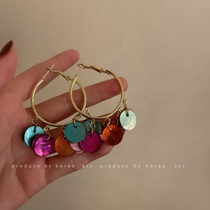 Silver Post Acrylic Tassel Earrings European And American Exaggerated