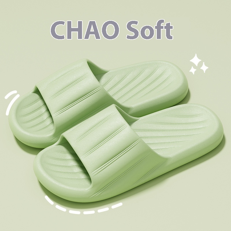 Fashion Solid Color Striped Home Slippers Summer Thick Bottom Non-slip Bathroom Slipper Women Men Couples Shoes