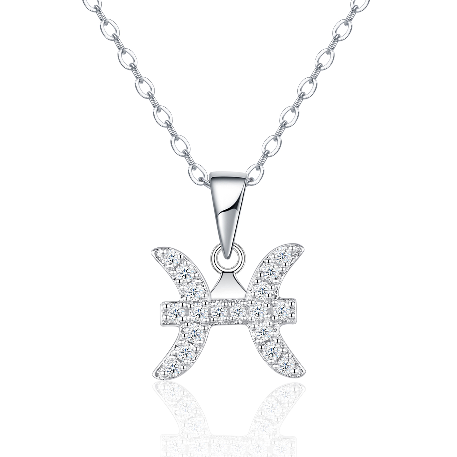 S925 Sterling Silver Pisces Necklace For Women D Color VVS1 Moissanite Zodiac Pendant, 3.2g Platinum Plated Astrology Jewelry With GRA Certificate, Perfect Birthday & Anniversary Gift Box Set For He