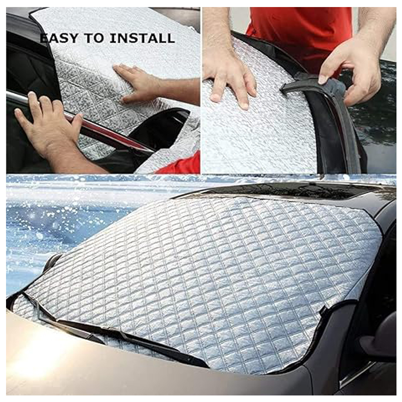 57x 37in Car Windshield Snow Cover,Car Windshield Snow Ice Cover With 4 Layers Protection,Snow,Ice,Sun, Fits Most Cars