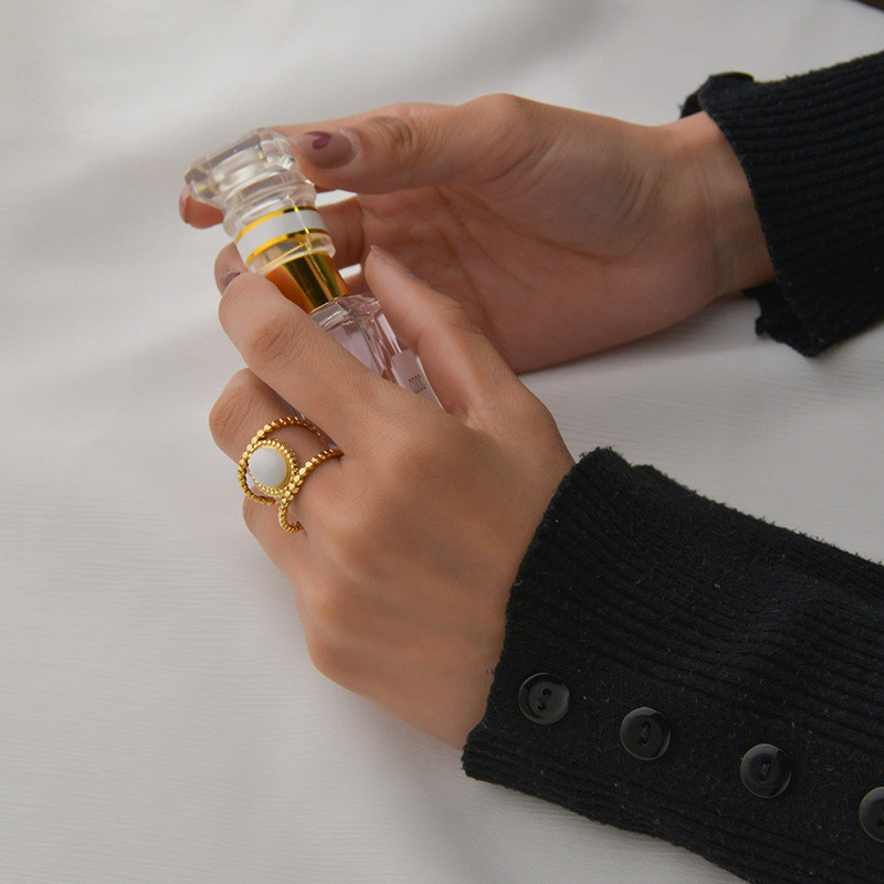 Fashion Vegetarian Ring With White Jade Temperament Index Finger Ring