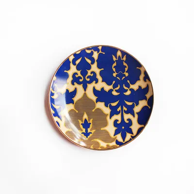 Ceramic Western Food Plate Painted Gold Enamel Color Tableware Blue - Shop at LoveMi