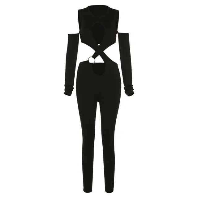 Women's cut out patchwork bodysuit Black - Shop at LoveMi