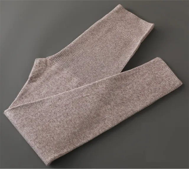 Autumn And Winter Women's Woollen Pants Warm Keeping Nine Point Leggings Bean Paste Color - Shop at LoveMi