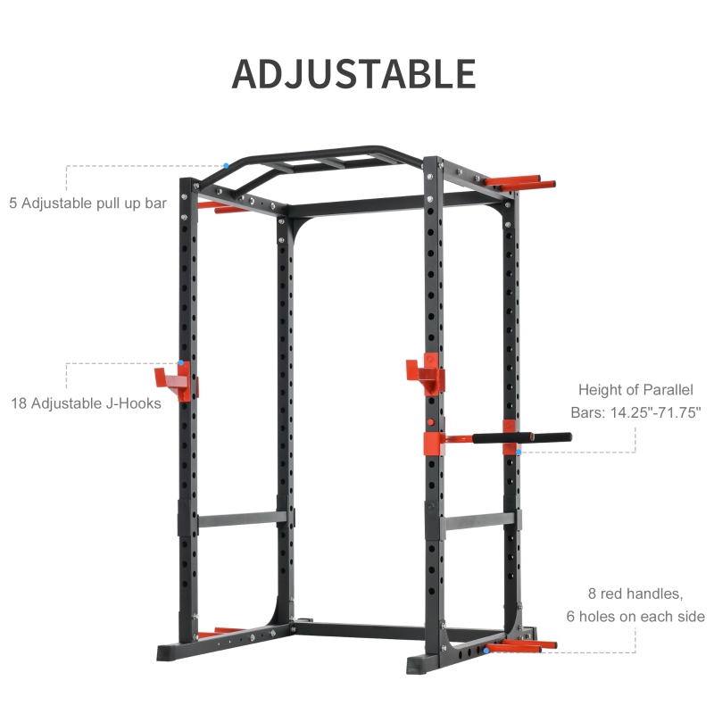 Adjustable Power Tower Dip Station Pull Up Bar Squat Rack Power Cage At Home Workout Equipment, Upper Body Strength Training Equipment