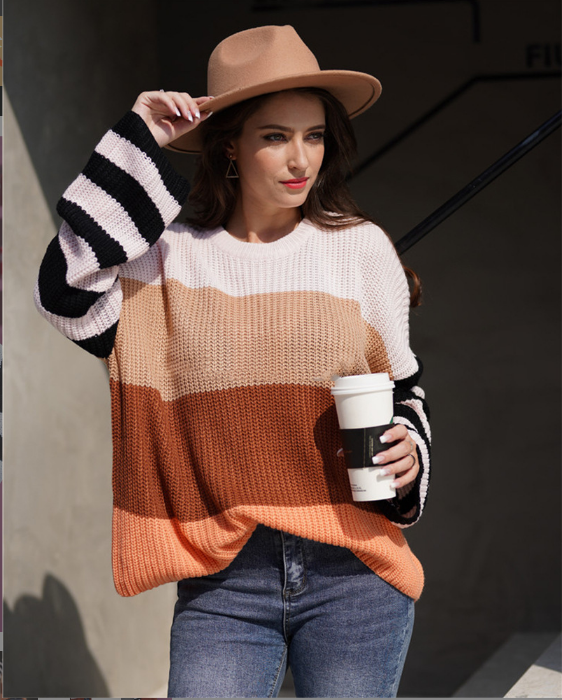 Title 1, Womens Color Stitching Knit Pullover Sweater, ...