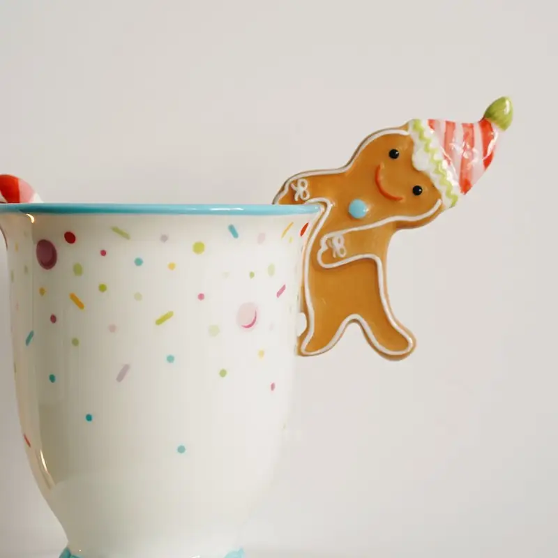 Hand Painted Gingerbread Man Ceramic Water Cup