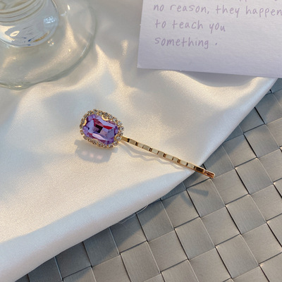 Ancient Sweet Purple Rhinestone Pearl Hair Clip