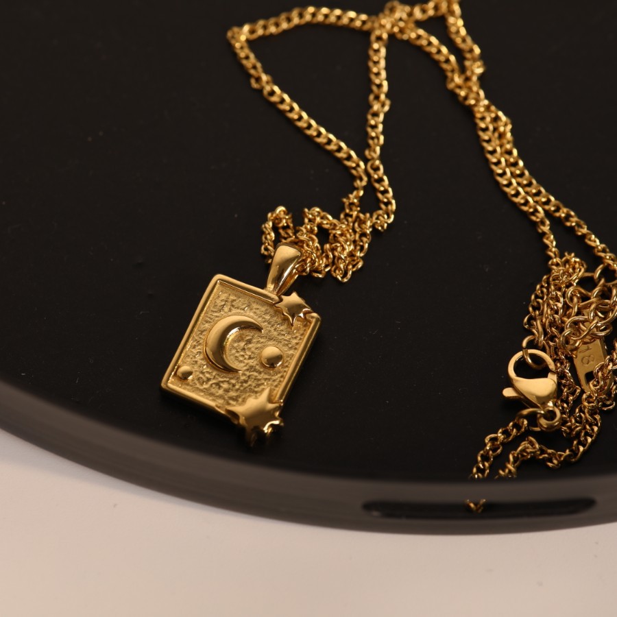 Square Pendant Titanium Steel Necklace Women