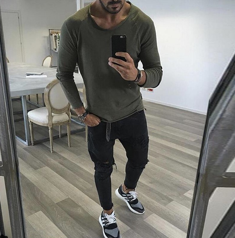 Sleeves With Slim Raw Edge And Solid Color