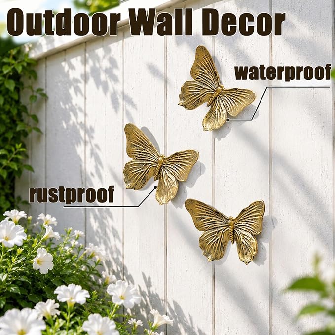 3D Butterfly Wall Decor Set Of 3 Resin Antique Copper Decorations For Living Room Bedroom Bathroom Gallery Walls 6