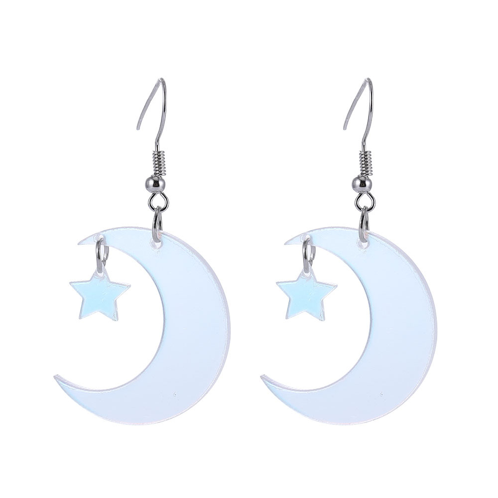 Earrings Acrylic Colorful Transparent Symphony Stars Moon Earrings