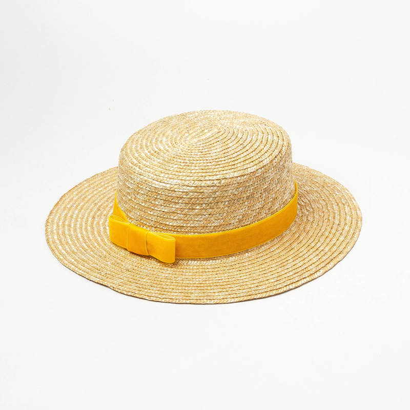 Title 2, Straw hat with velvet ribbon and flat top