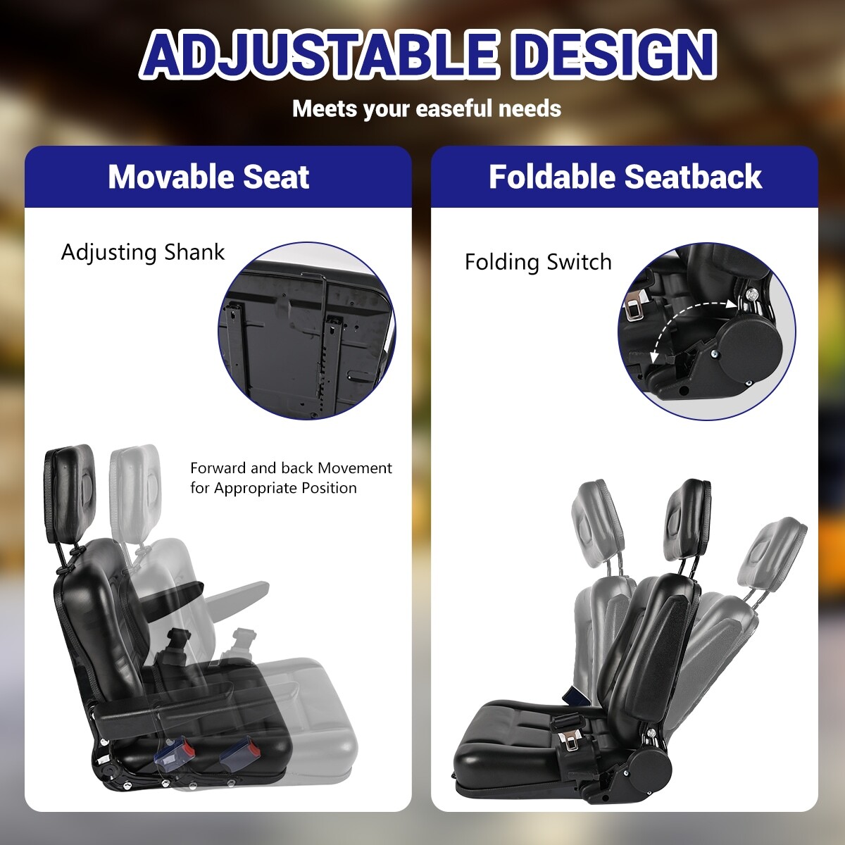 Waterproof Suspension Seat For Tractors Excavators Plant Machinery Mower — image 3
